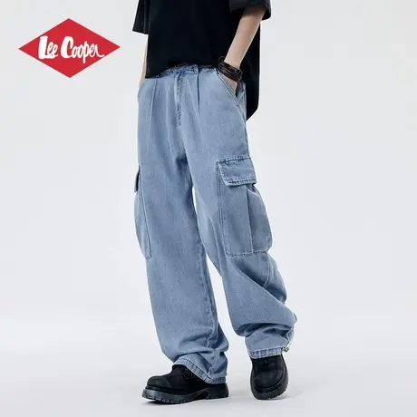 Lee Cooper/李库珀 复古水洗做旧多口袋牛仔裤女款休闲直筒工装裤图片