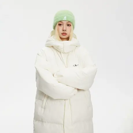 纯色连帽中长款保暖棉服女加厚冬季外套2023年新款宽松面包服棉衣图片
