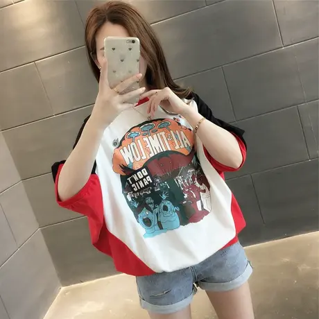 女装2024年新款春季春装纯棉短袖T恤宽松上衣服设计感打底衫爆款图片