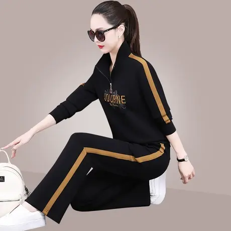 半拉链立领运动卫衣套装女2024年春秋新款时尚直筒裤休闲服两件套图片
