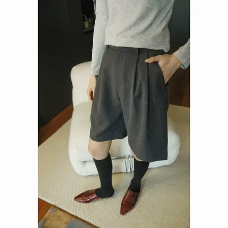 2024春夏季新款女装简约休闲百搭垂感显瘦高腰舒适柔软女士短裤女图片