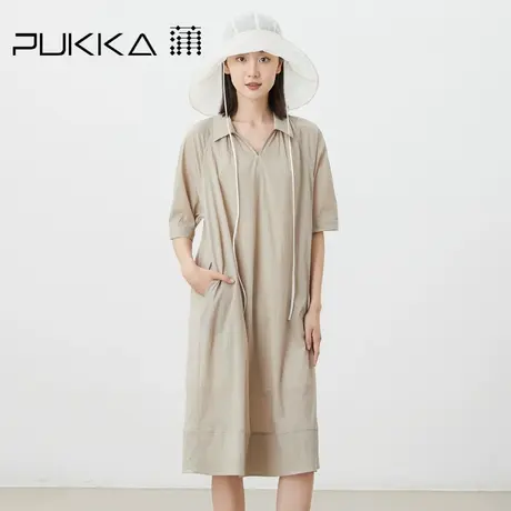 蒲PUKKA原创设计女装夏季宽松休闲A版显瘦短袖衬衫连衣裙图片