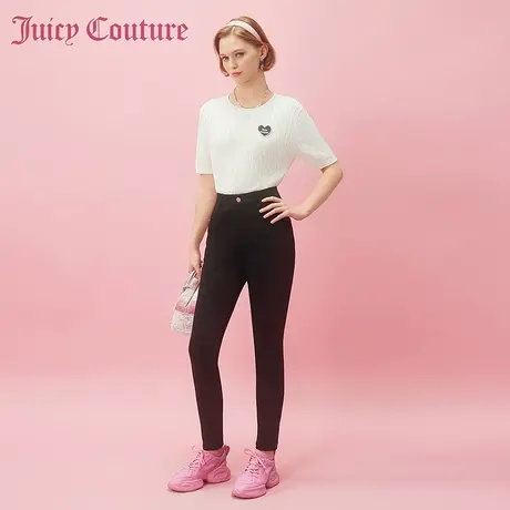 Juicy Couture橘滋2024早春日穿搭新款百搭糖豆刺绣高弹女休闲裤图片