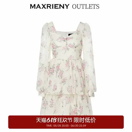 【奥莱】MAXRIENY复古真丝碎花连衣裙桑蚕丝裙子图片