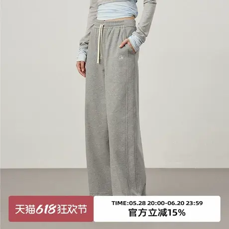 omont蛋挞家 运动高腰休闲裤2025春季松紧腰宽松直筒显瘦卫裤子图片