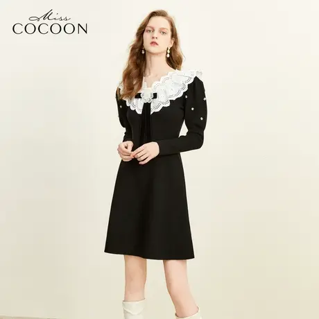 MISSCOCOON2023冬装新款女装优雅年货丝绒年会连衣裙图片