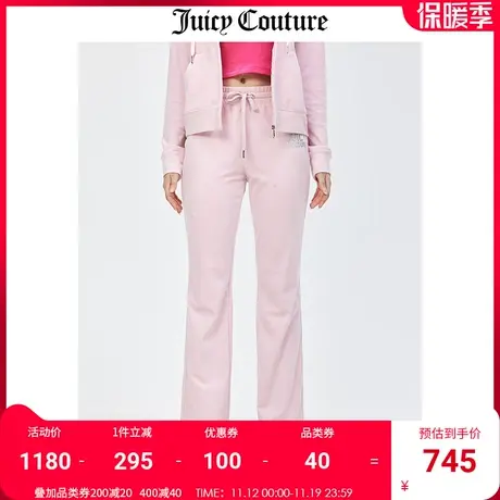 Juicy Couture橘滋休闲裤女秋冬新款美式丝绒直筒微喇天鹅绒长裤图片