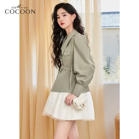 missCOCOON法式泡泡袖短款风衣女2023新款春季显瘦气质小个子外套图片