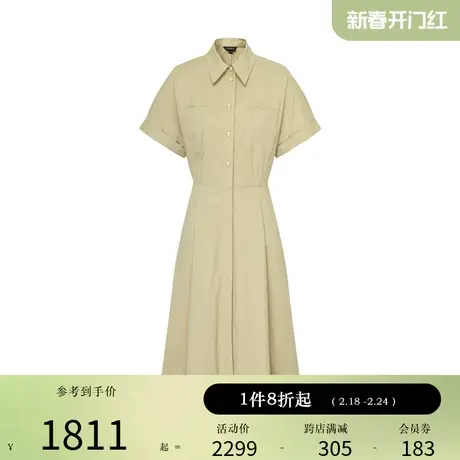 Scofield女装干练翻领微收腰高智感白色衬衫连衣裙夏季裙子图片
