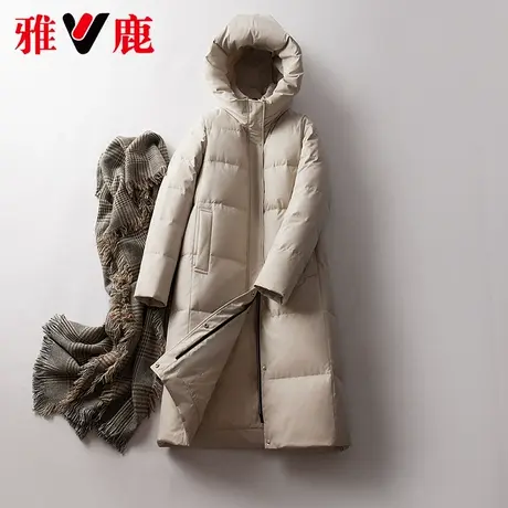雅鹿连帽羽绒服女中长款品牌2022冬季新款保暖加厚百搭外套高端潮图片