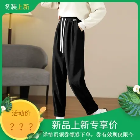 时尚气质加绒保暖休闲裤女士2023年冬季新款显瘦通勤自然腰裤子图片