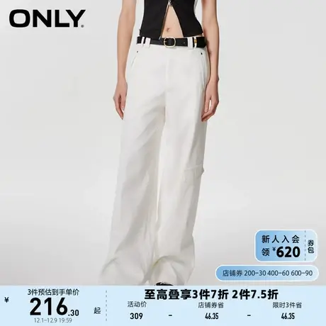 ONLY奥莱2023夏季新款腰带宽松阔腿大口袋工装裤休闲裤图片