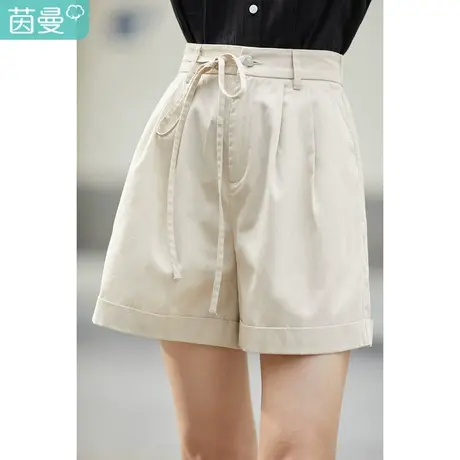 茵曼阔腿显瘦短裤女士2022夏季新款通勤高腰纯色宽松时尚a字裤子图片