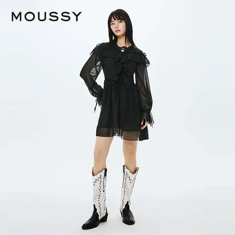 MOUSSY 夏季新品法式浪漫优雅短款雪纺连衣裙女028HSZ30-0571图片