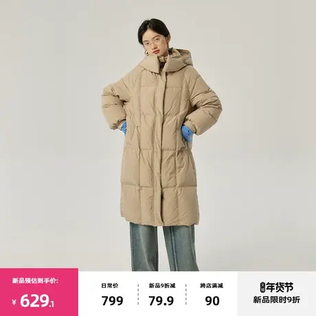 omont蛋挞家 90白鸭绒羽绒服女2023冬季新款连帽加厚保暖中长外套图片