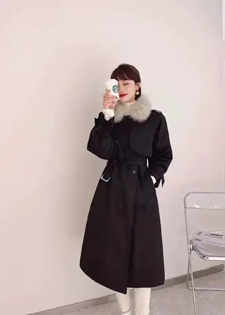 时尚长款风衣羽绒服超级好看图片