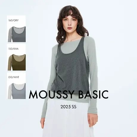 MOUSSY 2025夏季新品慵懒感两件套叠穿打底针织上衣028ISZ80-0471图片