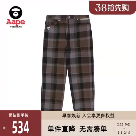Aape旗舰店女装春夏猿人星星刺绣复古格纹宽松休闲裤6923XAJ图片