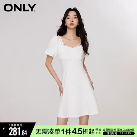 ONLY秋季法式收腰显瘦短裙白色牛仔连衣裙女|123242039图片