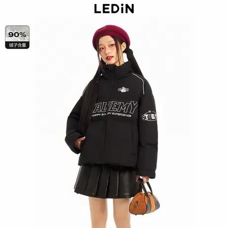 乐町冬季新款轻薄工装夹克式羽绒服女C2ACD4313图片
