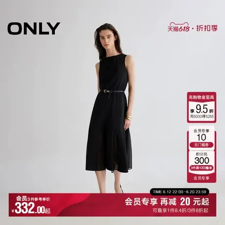 ONLY2025夏季新款经典通勤小黑裙无袖圆领宽肩带长裙连衣裙女图片