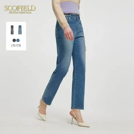 Scofield女装高腰舒适休闲萝卜牛仔裤做旧水洗九分裤2025夏季新品图片