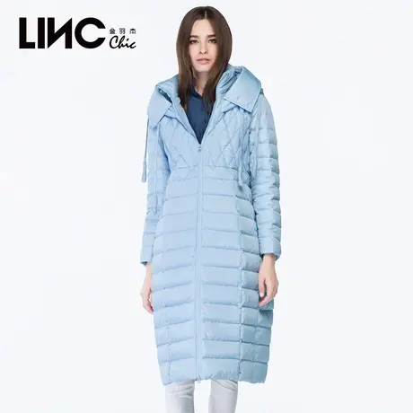 断码清仓LINC金羽杰羽绒服女2023冬新款反季中长款加厚连帽羽绒服图片
