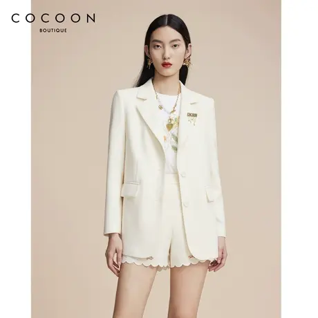 可可尼COCOON商场同款2024秋冬新款气质白色正装职业西装外套女装图片