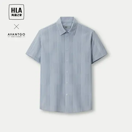HLA/海澜之家轻商务经典系列短袖休闲衬衫2024春夏新款条纹衬衣男商品大图