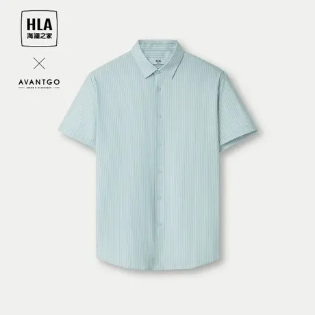 HLA/海澜之家轻商务经典系列短袖衬衫24春夏新宽松凉感翻领衬衣男图片