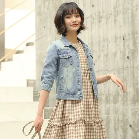 牛仔外套女春秋短款高腰修身显瘦学生长袖新款牛仔服大码上衣夏薄图片