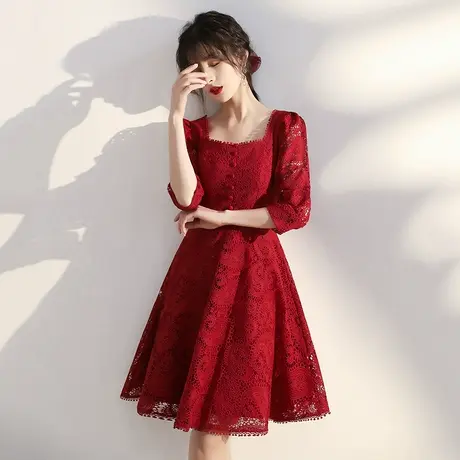 敬酒服新娘2023新款夏季结婚订婚礼服女小个子蕾丝连衣裙平时可穿图片