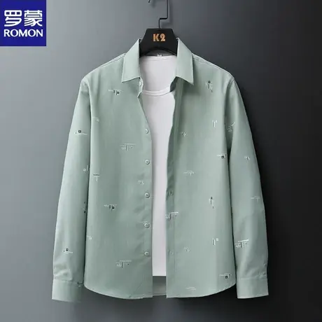 罗蒙长袖衬衫男士春秋季2024新款中青年寸衫商务休闲免烫弹力衬衣商品大图