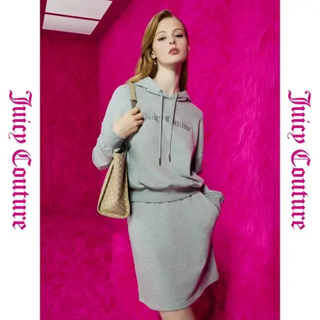 Juicy Couture橘滋23初秋冬新款可盐可甜logo刺绣连帽女式卫衣图片