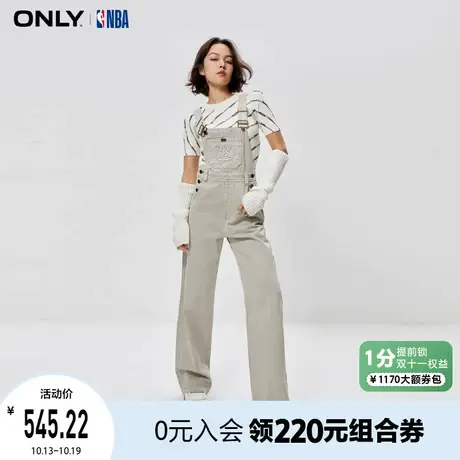 【买5免1】ONLY奥莱秋季新款NBA联名款直筒显瘦背带牛仔裤女图片