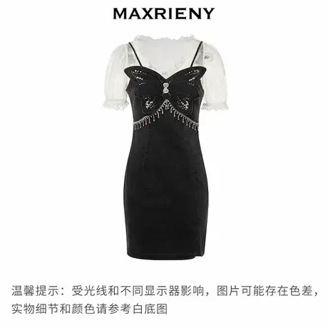 【奥莱】MAXRIENY森系精灵蕾丝牛仔连衣裙图片