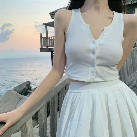大码胖mm显瘦内搭打底背心上衣女春夏韩版百搭无袖修身短款小吊带图片