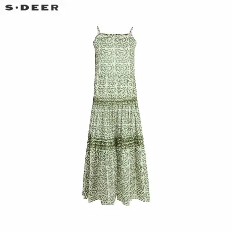 sdeer圣迪奥女装25年新品度假风清新印花吊带连衣裙S252Z1283图片