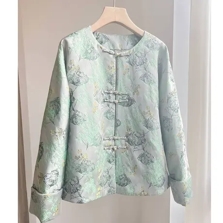 素飞【T60560】新中式棉衣秋冬加棉薄款棉服手工盘扣短外套图片