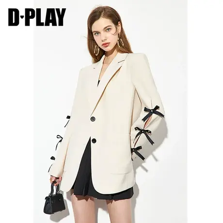 DPLAY德帕拉2022秋季新款杏仁奶白色法式复古小个子通勤西装上衣图片