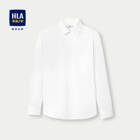 HLA/海澜之家纯色尖领长袖衬衫2024春夏新款商务绅士柔软白衬衣男图片