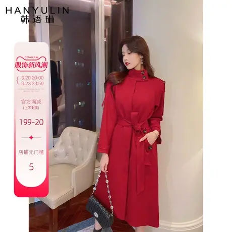 韩语琳风衣外套女年新款秋冬中长款韩版时尚设计感小众大衣图片