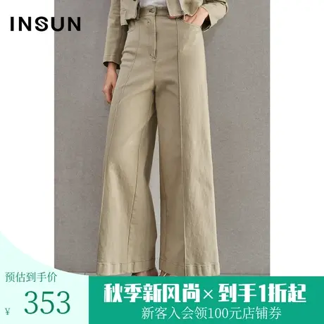 恩裳商场同款女装春季经典时尚垂感阔腿裤直筒九分休闲西裤宽松图片