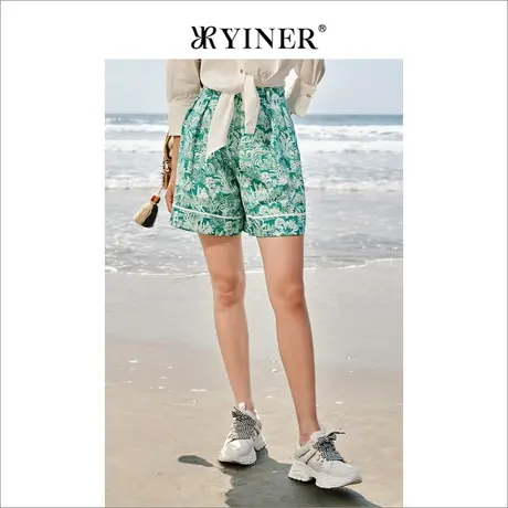 YINER音儿女装夏季时尚宽松薄款印花运动休闲短裤图片