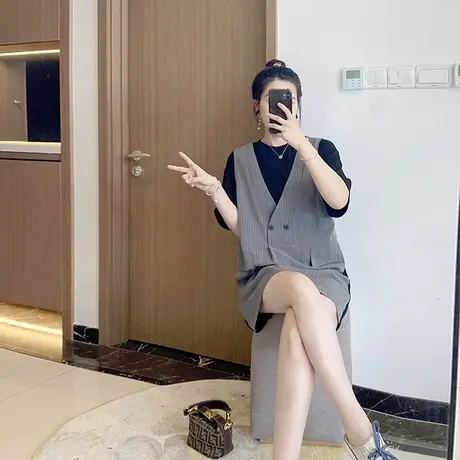 胖mm连衣裙高端大码显瘦假两件2025新款女装裙子休闲韩版宽松炸街图片