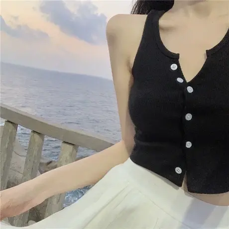 大码胖mm显瘦内搭打底背心上衣女春夏开衫百搭无袖修身短款小吊带图片