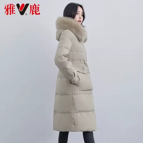 雅鹿大狐狸毛领羽绒服女中长款2022冬季新款休闲宽松保暖外套高端图片
