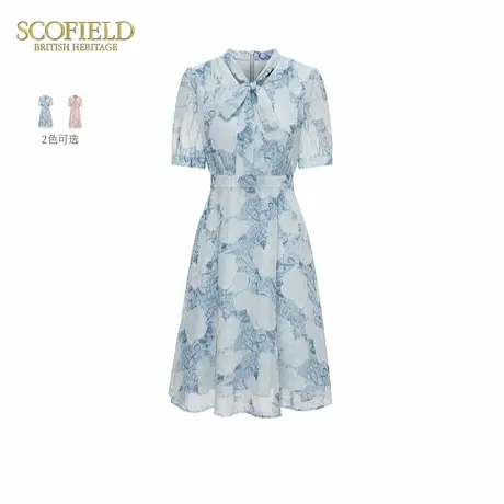Scofield女装优雅浪漫飘带氛围感碎花连衣裙2025夏季新品图片