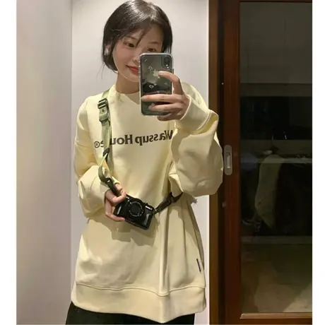 美式复古hiphop卫衣女春秋薄款潮牌ins上衣bf慵懒风oversize外套图片