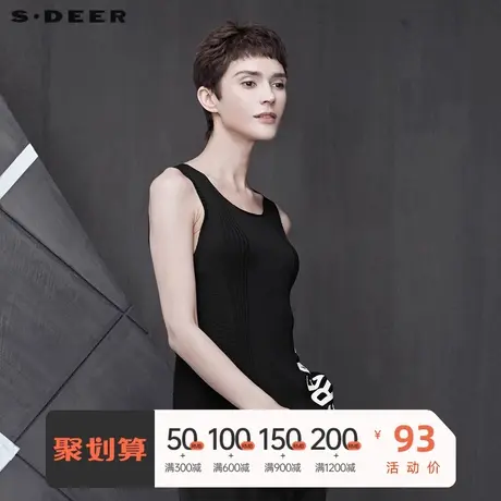 sdeeroutlets圣迪奥个性圆领撞色字母不规则摆针织S19283506图片